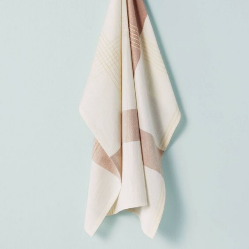 Hearth Hand Magnolia Flour Sack Kitchen Towel Dishtowel Brown Cream Stripe